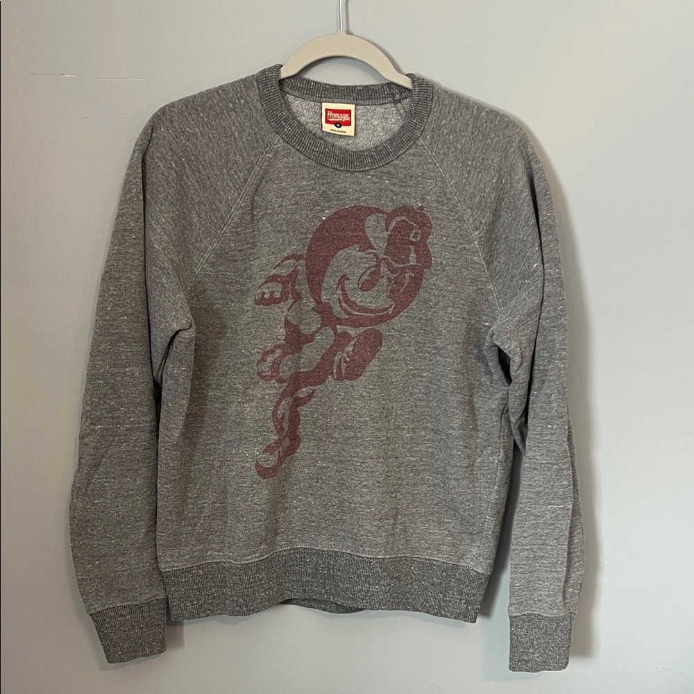 HOMAGE Heather Gray Sweatshirt with Maroon Graphic